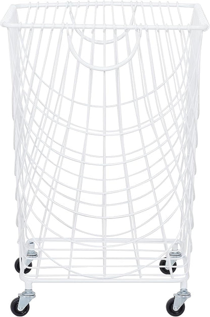Deco 79 Metal Storage Cart Deep Set Mesh Rolling Laundry Basket by Deco79