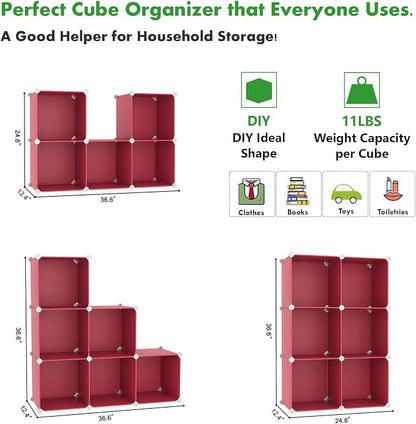 C&AHOME 6-Cube Storage Organizer, Stackable Storage Cubes Shelves, Portable - Image 2