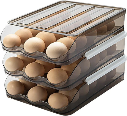 Egg Holder for Refrigerator Auto Scrolling Organizer Plastic Stackable Storage by memeyou