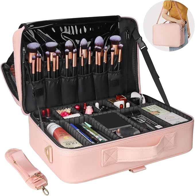 Relavel Makeup Case Large Makeup Bag Professional Train Case 16.5 inches Travel - Image 2