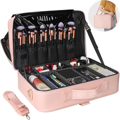 Relavel Makeup Case Large Makeup Bag Professional Train Case 16.5 inches Travel - Image 2