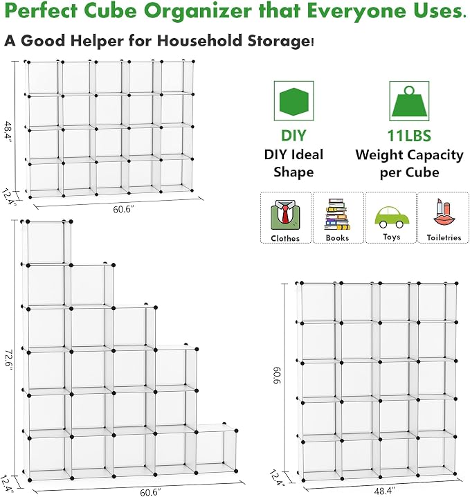 C&AHOME Cube Storage Organizer, 20-Cube Shelves Units, Closet Cabinet, DIY - Image 3