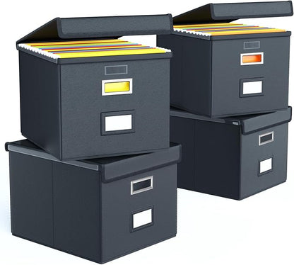 File Organizer Box with Lids, Collapsible File Folder Organizer | File Box with by Huolewa