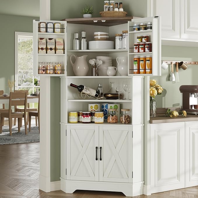 Corner Cabinet, 6-Tier Corner Food Pantry Hutch by Befrases
