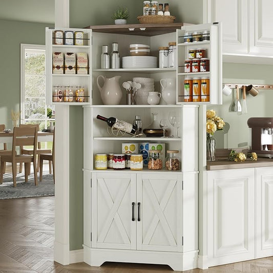 Corner Cabinet, 6-Tier Corner Food Pantry Hutch by Befrases