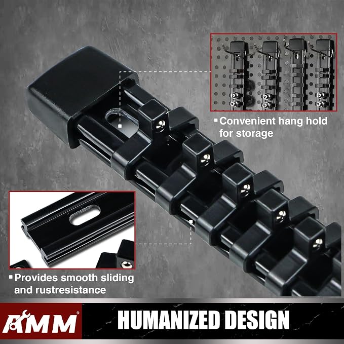 AMM 6-Piece Socket Organizer，1/4 inch Drive ABS Tools-Socket Holder，Heavy Duty - Image 4