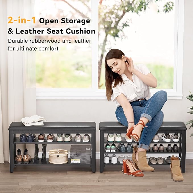 Taitiy Shoe Rack Bench Entryway Storage, Shoe Organizer Bench - Image 3