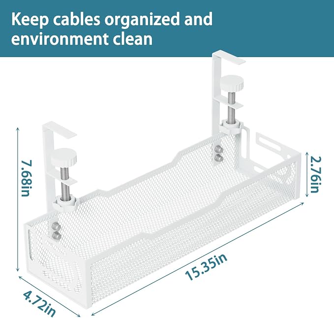 Under Desk Cable Management Tray, No Drill Mesh Desk Cable Tray, Wire - Image 2