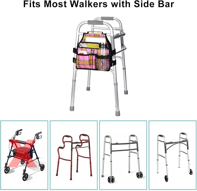 supregear Side Walker Bag, Walker Accessories Bag w/Cup Holder, Folding Walker - Image 7