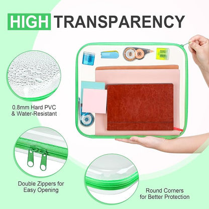 Hoolerry 4 Pcs Hard Clear Zipper Case Makeup Bags Plastic Pencil Pouch - Image 3