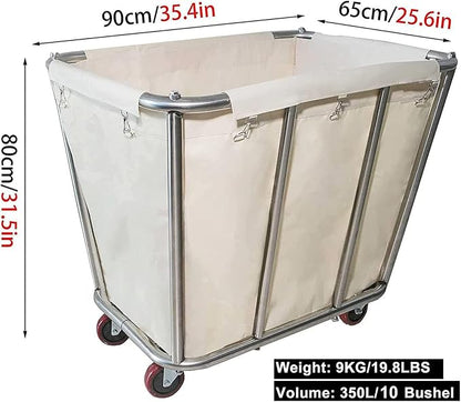 Laundry Cart Commercial, 10 Bushel Large Industrial Rolling Laundry Hamper - Image 2