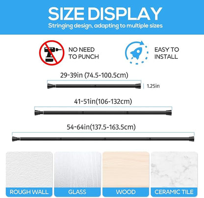 2 Pack Spring Tension Rod, Adjustable 30-64 Inch No Drill, Fits Windows Kitchen - Image 2