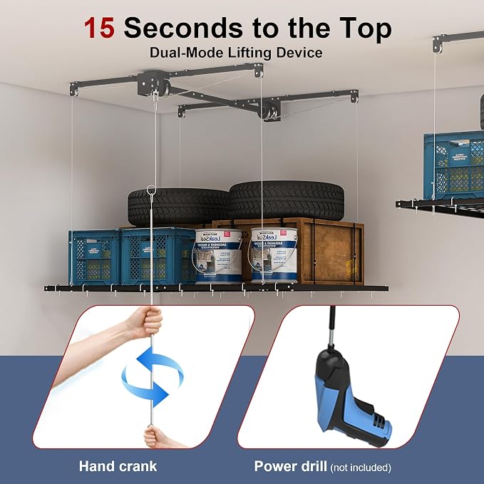 4x8FT Overhead Garage Storage Rack - Image 5
