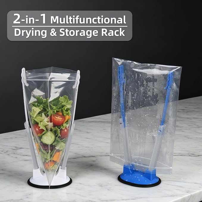 Ziplock Bag Holder for Filling Bags, 10 Pack Adjustable Plastic Bag Holder Stand - Image 2