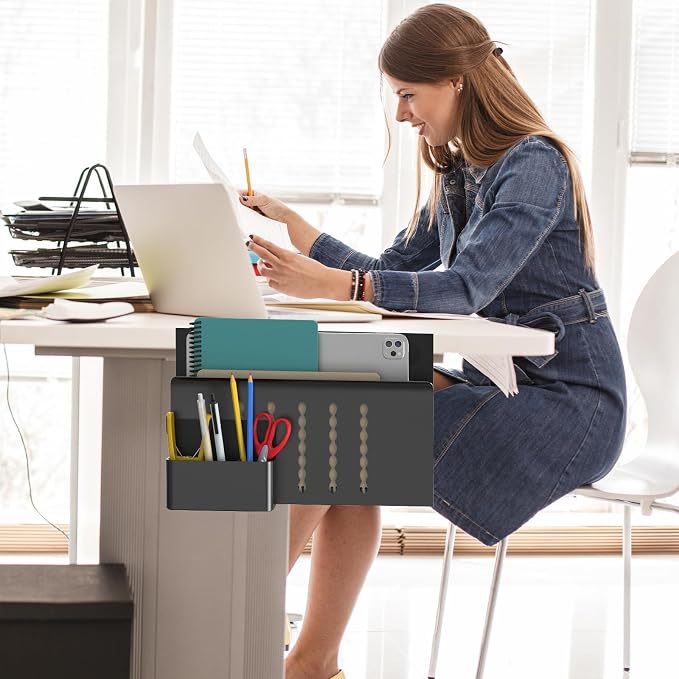 HAMOPY Desk Side Storage, Single-Layer Steel Hanging Desk Organizer - Image 8