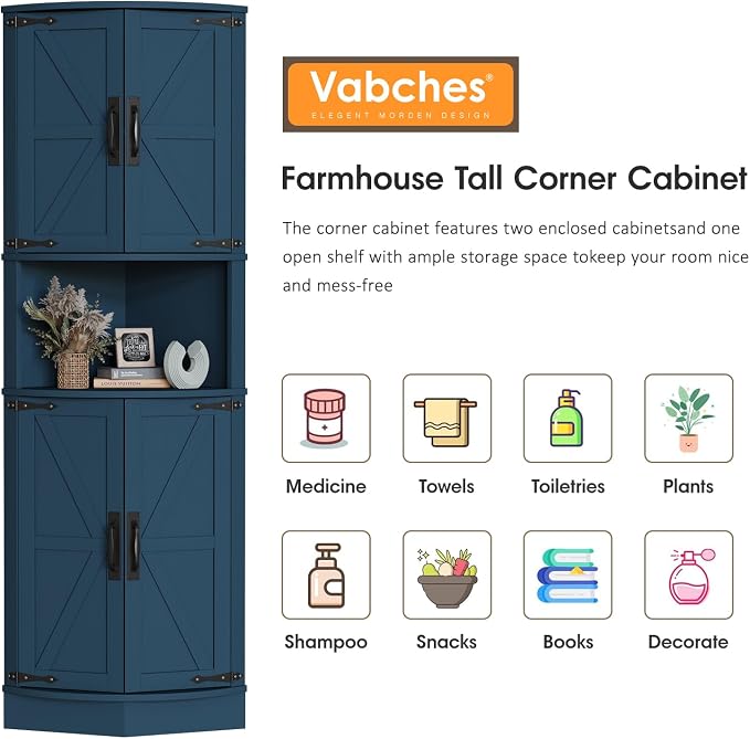 Vabches 64.8" Tall Farmhouse Corner Cabinet - Image 5