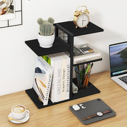 ELITEROO Desktop Bookshelf, 4 Tier Wood Desk Organizer Shelf, Tabletop Storage - Image 2
