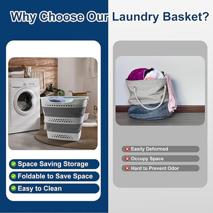 Collapsible Laundry Basket Plastic 42L Foldable Clothes Hamper - Image 5