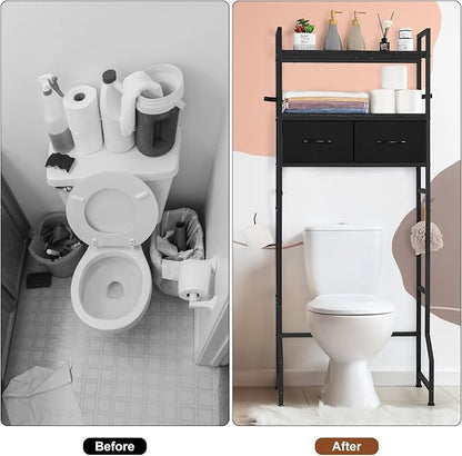 YBING Black Over The Toilet Storage Cabinet, Over Toilet Bathroom Organizer - Image 8