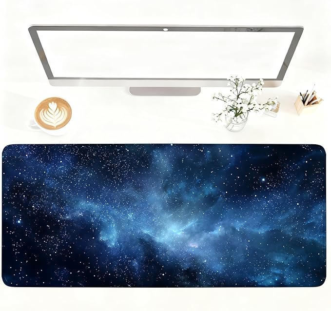 Galaxy Mouse Pad – Large Extended Desk Mat 35.43 x 15.75 in – Deep Space Nebula by LEIWEIHOPE