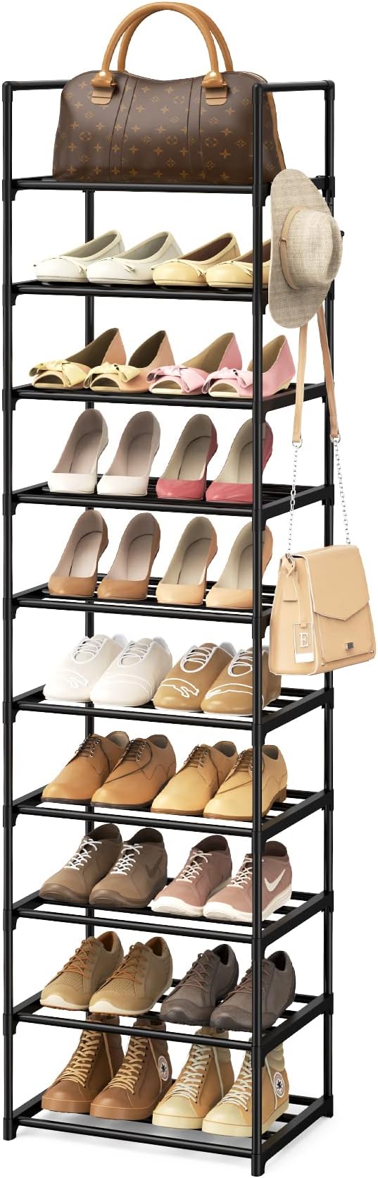 Narrow Shoe Rack 10 Tiers Tall Shoe Rack by WEXCISEforTidyingHouse