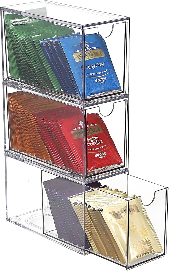 ELLDOO 3 Drawers Tea Bag Organizer, Coffee Pod Snack Storage by ELLDOO