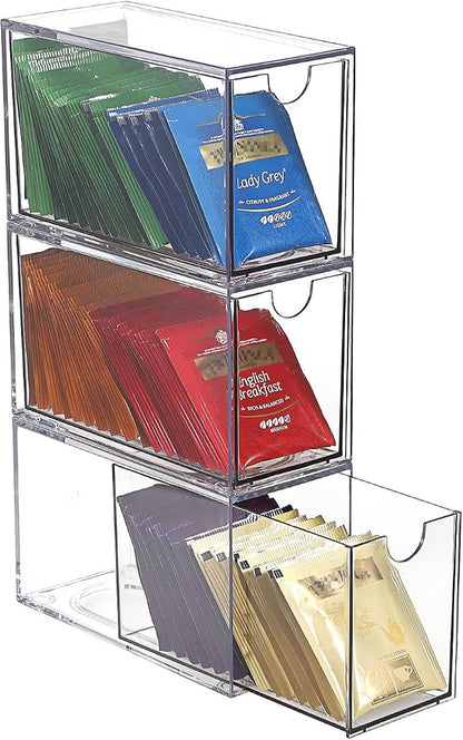 ELLDOO 3 Drawers Tea Bag Organizer, Coffee Pod Snack Storage by ELLDOO