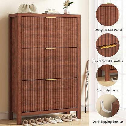 32" Fluted Shoe Cabinet Storage - Image 6