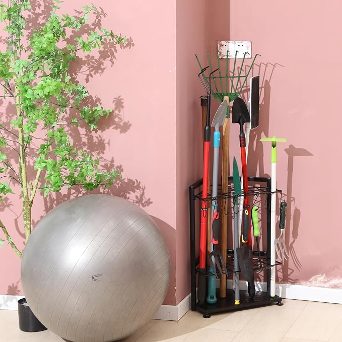 YueTong Garden Tool Organizer for Corner, Yard Tools Rack for Garage Storage - Image 2
