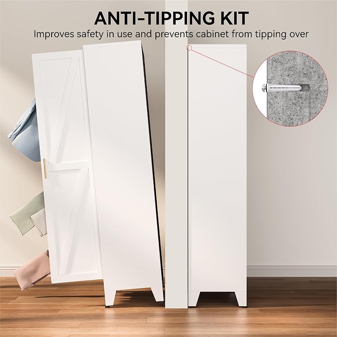 COFaR 67" Tall Metal Pantry Cabinet, Slim Freestanding Cupboard - Image 7