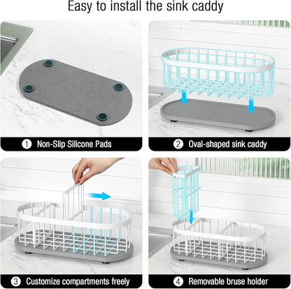 Kitchen Sink Organizer with Sponge Holder & Brush Holder - Image 4