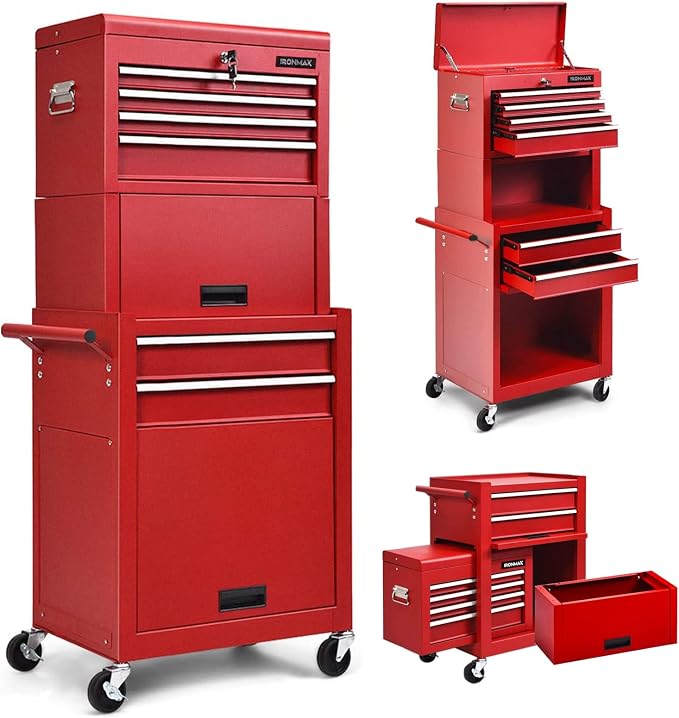 Goplus Tool Chest, 3-in-1 Rolling 6 Drawers Tool Cabinet by Goplus