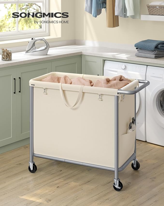 SONGMICS Laundry Basket with Wheels, Rolling Laundry Hamper, 47.5 Gallons - Image 2