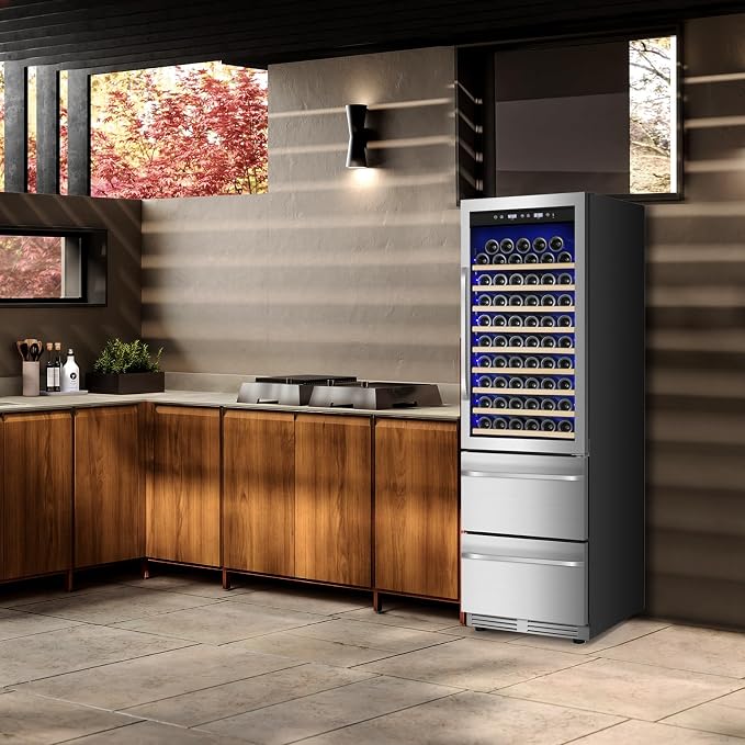24 Inch Wine and Beverage Refrigerator, 2 IN 1 Dual Zone Drawer Beverage Fridge - Image 6