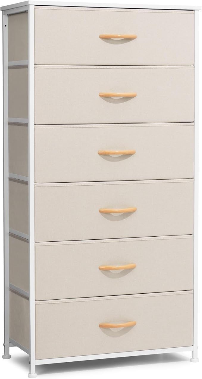 Tall 6-Drawer Wide Fabric Storage Tower Dresser by CrestliveProducts