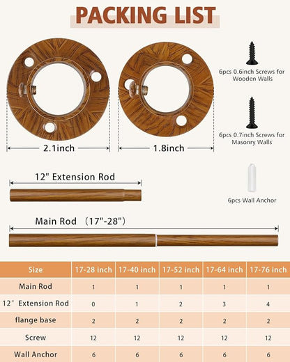 Closet Rods for Hanging Clothes, 17-76 Inch Heavy Duty and Stepless Adjustable - Image 7