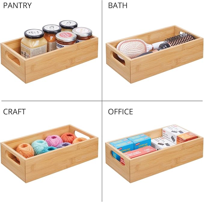 mDesign Bamboo Kitchen Storage Container Bin - Image 7