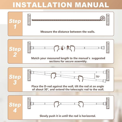 2PCS White Shower Curtain Rod 30-63 nch, Tension Curtain Rods No Drilling | - Image 8