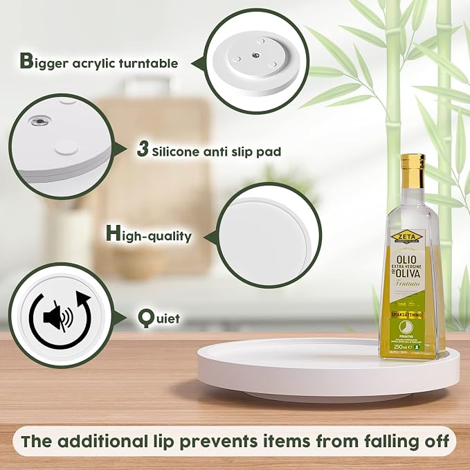 Turntable Vanity Tray 9 Inch for Perfume Candle, Bamboo Kitchen Sink Countertop - Image 6