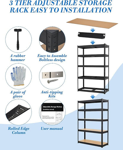 Garage Storage Shelves, Loads 2500 LBS, Metal Storage Utility Racks - Image 5