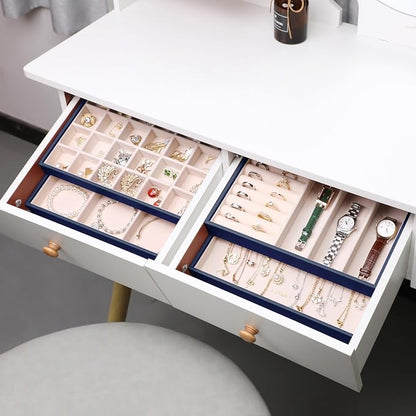 LANDICI Stackable Jewelry Organizer Trays 4 Set, PU Leather Jewelry Organizer - Image 7