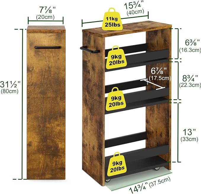 TEAMIX 4 Tier Slim Storage Cart - Image 4