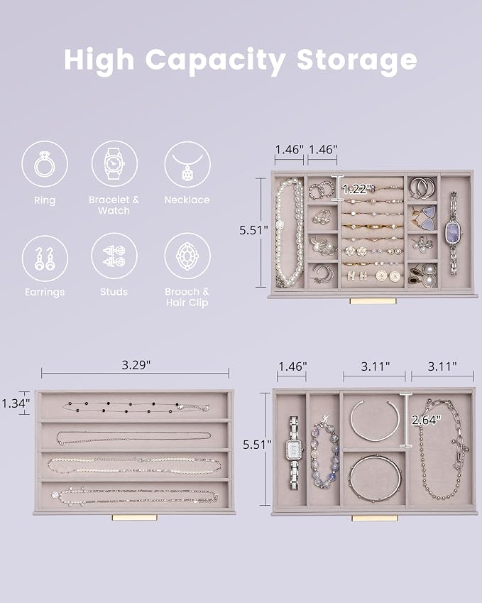 Lolalet Jewelry Box Organizer, 3-Layer Jewelry Organizers and Storage Case - Image 5