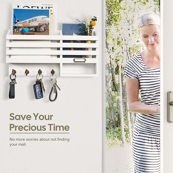 FifthQuarter Key Holder for Wall: Easy Mounted Key Rack and Mail Organizer - Image 5