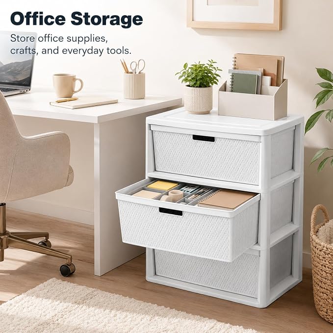 3 Drawer Storage Organizer, Plastic Drawer Organizer Tower, Closet Storage - Image 5