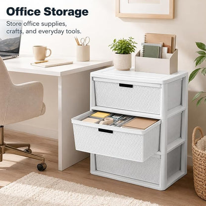 3 Drawer Storage Organizer, Plastic Drawer Organizer Tower, Closet Storage - Image 5