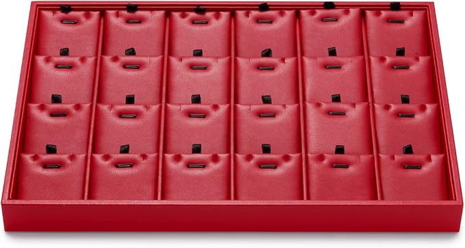 Oirlv Gorgeous Red Leather 24 Grid Jewelry Tray by Oirlv