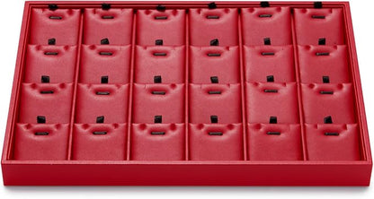 Oirlv Gorgeous Red Leather 24 Grid Jewelry Tray by Oirlv