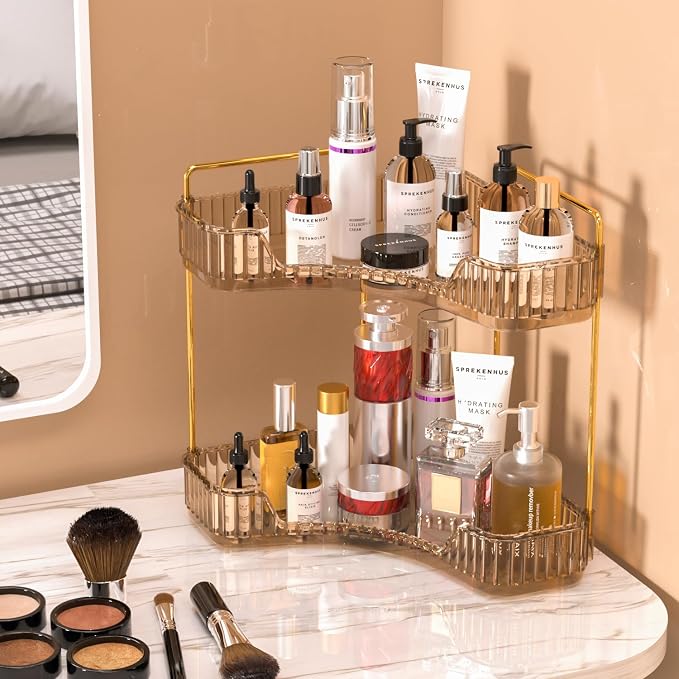 GTI 2 Tier Makeup Organizer, Large Capacity Bathroom Counter Organizer - Image 2
