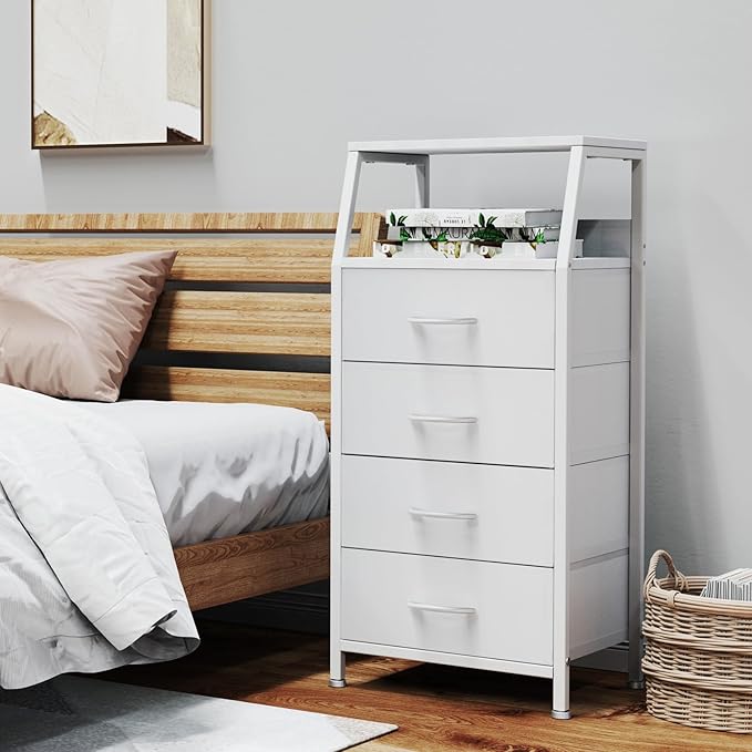 4 Drawers Small Fabric Dresser for Bedroom, Tall Dorm Nightstand | Vertical - Image 5